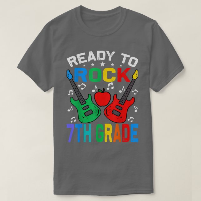 Camiseta Pronto Para Balançar 7 De Volta À Guitarra Escolar (Frente do Design)
