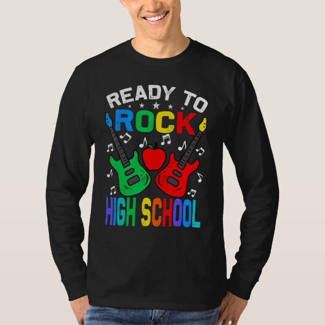 Camiseta Pronto Para Balançar Guitarra de Volta às Aulas do (Frente)