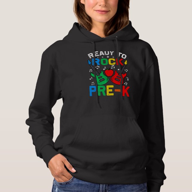 Camiseta Pronto Para Balançar Pré K De Volta À Guitarra Da  (Frente)