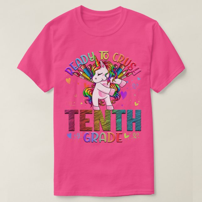 Camiseta Pronto para esmagar a décima série de volta à univ (Frente do Design)