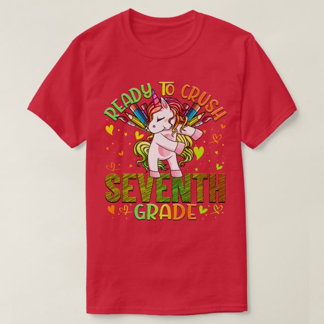 Camiseta Pronto para Esmagar a Sétima Série 7 de Volta à Es (Frente do Design)