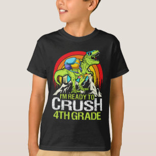 Camiseta Pronto Para Esmagar O 4º Ano De Volta Ao Dinossaur