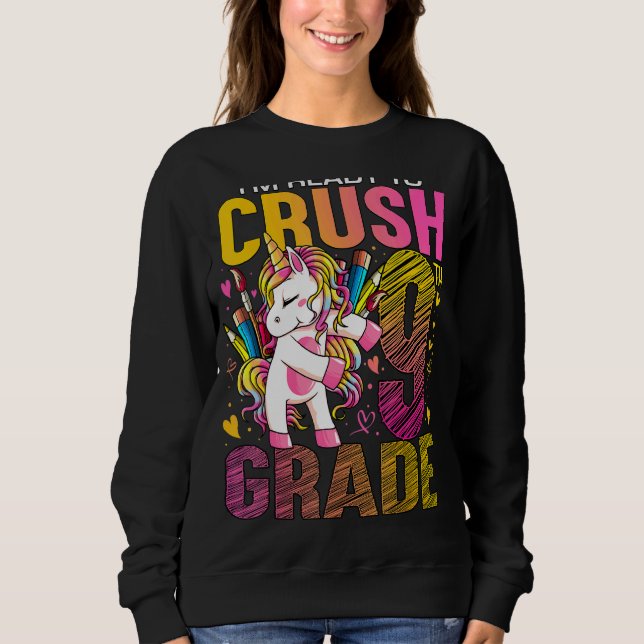 Camiseta Pronto Para Esmagar O 9º Ano De Volta À Unidade Es (Frente)