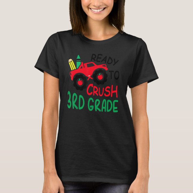Camiseta Pronto Para Esmagar O Caminhão Monstro De 3º Grau  (Frente)