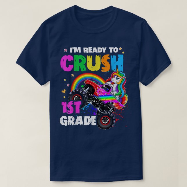 Camiseta Pronto Para Esmagar O Monstro De Carro Da Série 1r (Frente do Design)