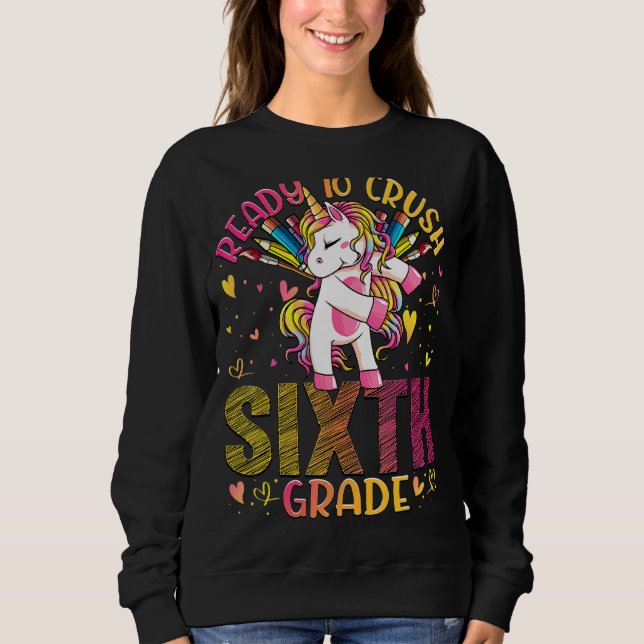Camiseta Pronto Para Esmagar O Sexto Grau De 6 De Volta À U (Frente)