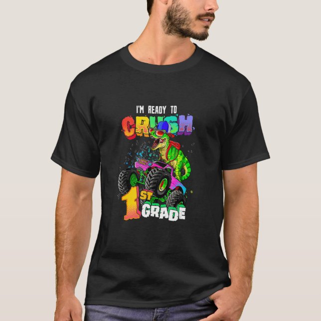 Camiseta Pronto Para Esmagar O Truque Monstro Do Dinossauro (Frente)