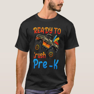 Camiseta Pronto Para Esmagar Pré K Caminhão Monstro Volta à