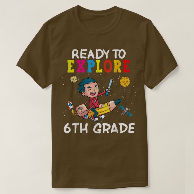 Camiseta Pronto Para Explorar A 6 De Volta Ao Espaço Escola (Frente do Design)