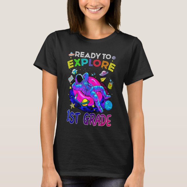 Camiseta Pronto Para Explorar O Astronau Escolar Da Classe  (Frente)