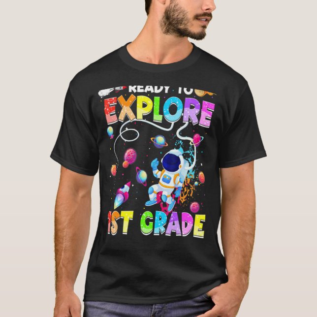Camiseta Pronto Para Explorar O Astronauta De 1 rua De Volt (Frente)