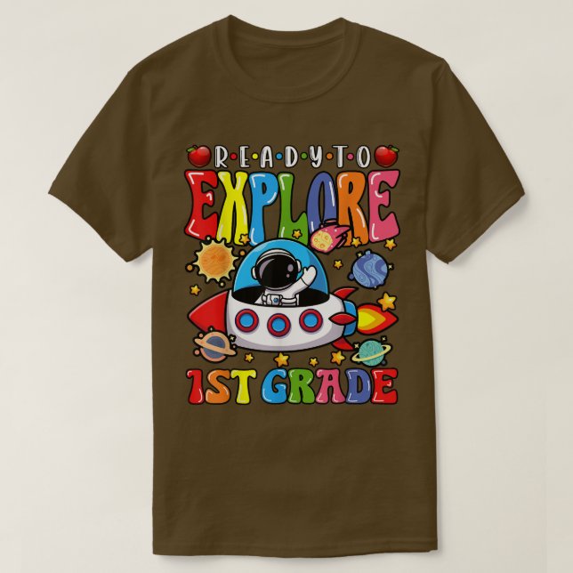 Camiseta Pronto para Explorar o astronauta de 1 rua Grau pa (Frente do Design)