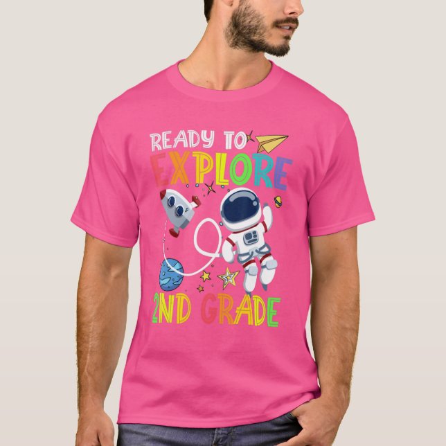 Camiseta Pronto Para Explorar O Astronauta Do Nível Do segu (Frente)
