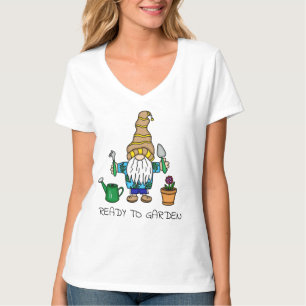 Camiseta Pronto para o Jardim Gnomo de jardinagem em brut
