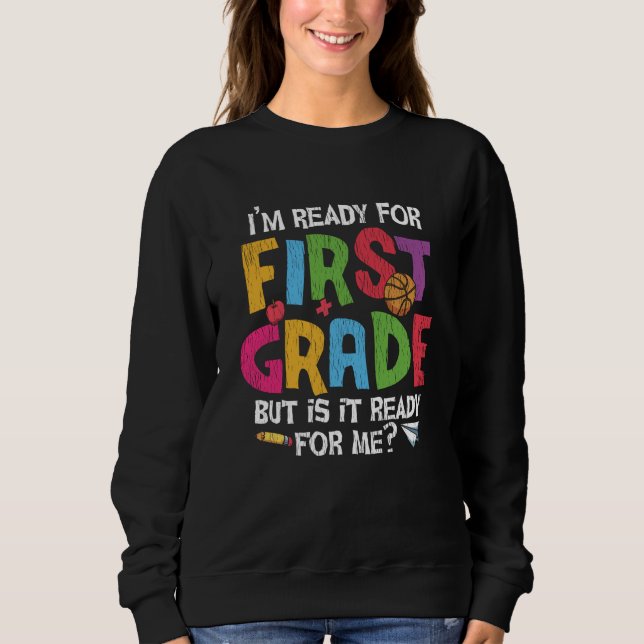 Camiseta Pronto para o Primeiro Ano da Escola Divertido par (Frente)
