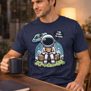 Camiseta Pronto para Sair - Arte Espacial do Astronauta Bon