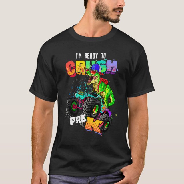 Camiseta Prontos Para Esmagar Os Dinos De Carros De Caminhã (Frente)