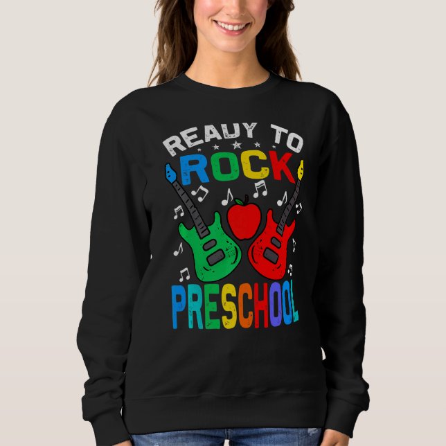 Camiseta Prontos Para Jogar A Pré-Escola De Volta À Guitarr (Frente)
