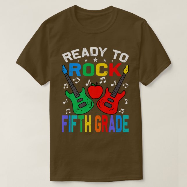 Camiseta Prontos Para Voltar Ao Quinto Ano De Guitarra Na E (Frente do Design)