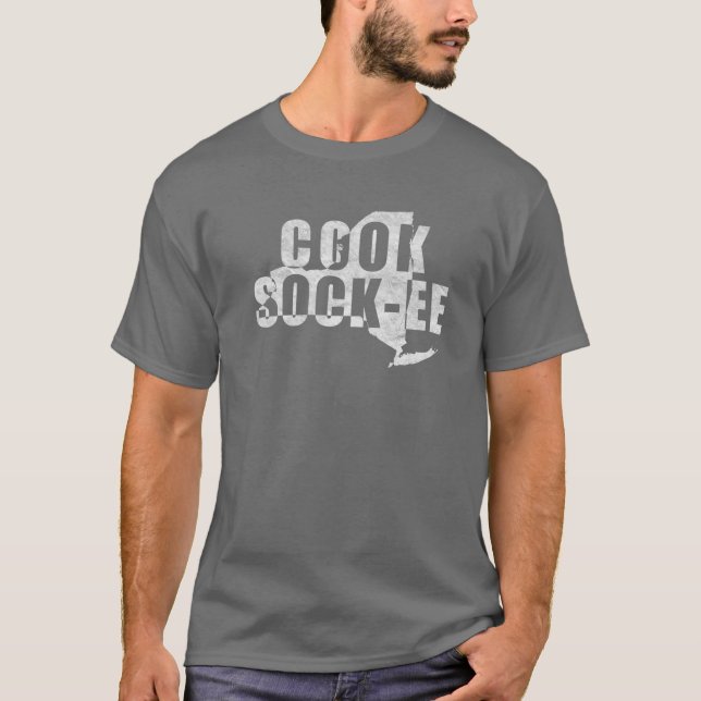 Camiseta Pronúncia Cook-Sock-Ee Coxsackie NY (Frente)