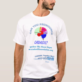 Camiseta Pronuncie CADASIL com nomes das palavras no