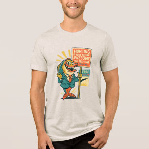 Camiseta Propaganda de Peixe Goofy - Sátira 'Caçar é Incrív