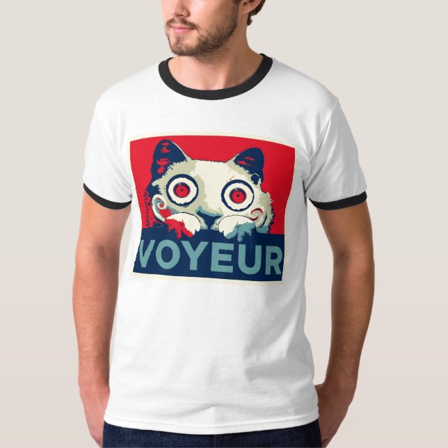 Camiseta Propaganda do gato do VOYEUR (Frente)