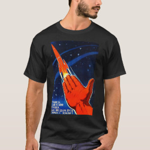 Camiseta Propaganda espacial soviética Poster USR Rocket As