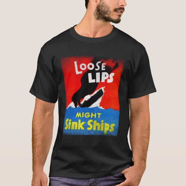 Camiseta Propaganda WII Lábios soltos podem afundar navios (Frente)