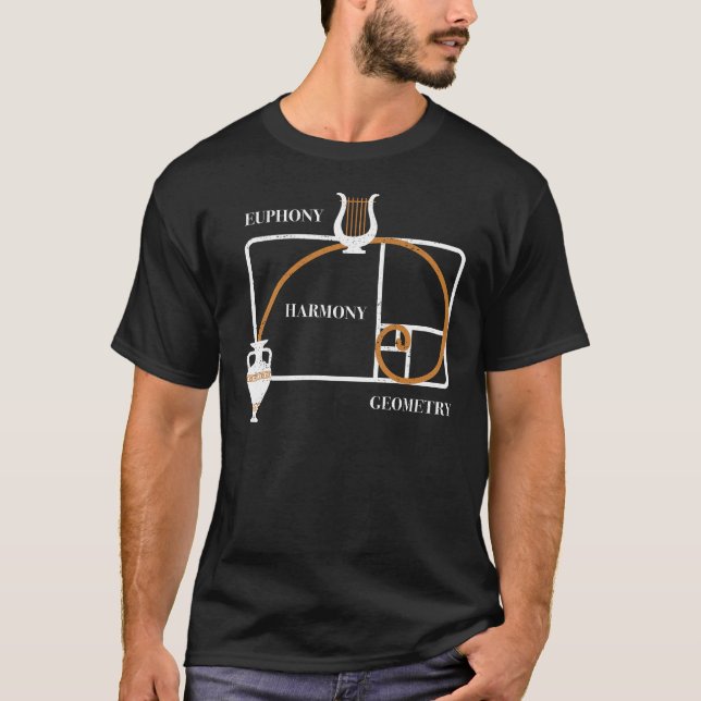 Camiseta Proporção Áurea Grécia: Eufonia, Harmonia, Geometr (Frente)