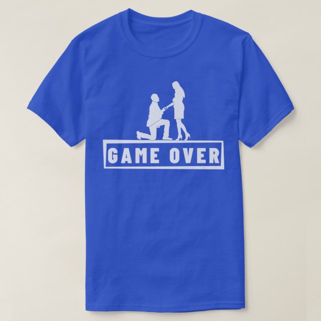 Camiseta Proposta de Casamento Game Over Festa de Solteiro  (Frente do Design)