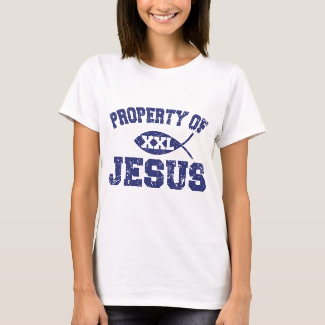 Camiseta Propriedade De Jesus Xxl Fish Christian Religião (Frente)