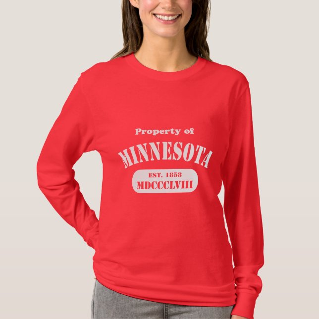 Camiseta Propriedade de Minnesota - texto branco (Frente)