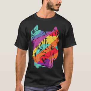 Camiseta Proprietário Colorido do Cachorro Pitbull