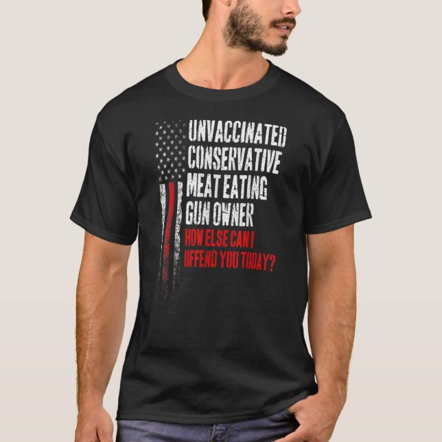 Camiseta Proprietário de Arma de Carne Conservadora Não Vac (Frente)