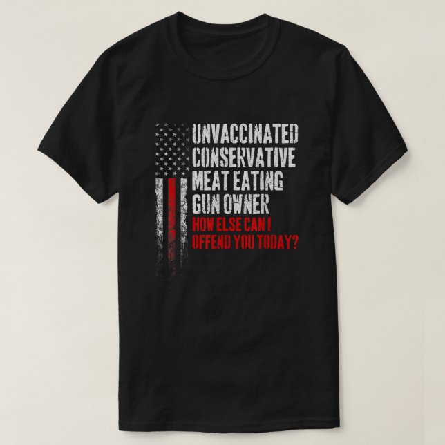Camiseta Proprietário de Arma de Carne Conservadora Não Vac (Frente do Design)