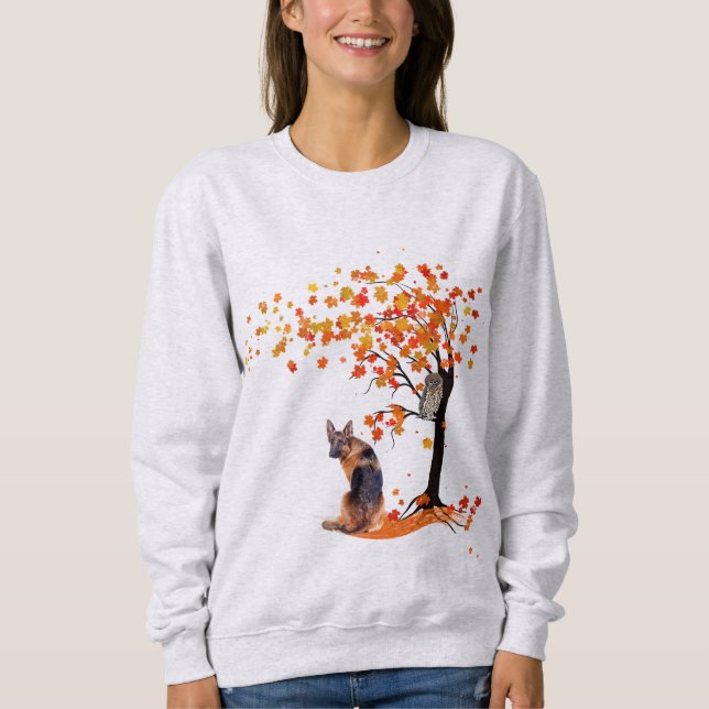 Camiseta Proprietário De Cachorro De german shepherd E Árvo (Frente)
