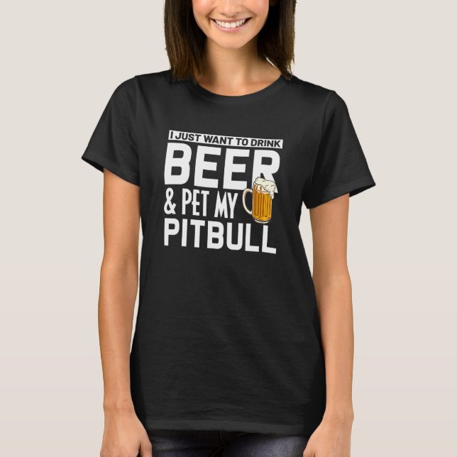 Camiseta Proprietário de Cachorro Pitbull Beber Cerveja Pet (Frente)