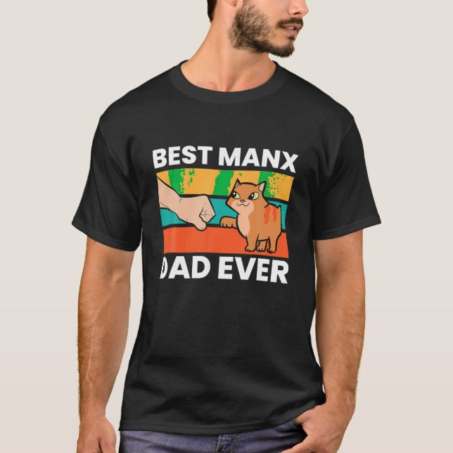 Camiseta Proprietário de Gato de Manx Melhor Pai de Manx Nu (Frente)