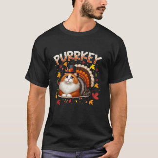 Camiseta Proprietário de Gato de Purrkey de Ação de Graças