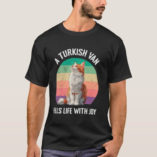 Camiseta Proprietário de Gato Uma VAN TURCA PREENCHE A VIDA (Frente)