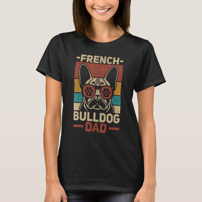 Camiseta Proprietário do Cachorro Mens Retro Bulldog Papa F (Frente)