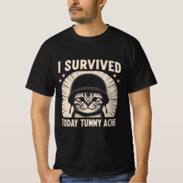 Camiseta Proprietário do Cat Humor Shirt Tummy Ache Survivo