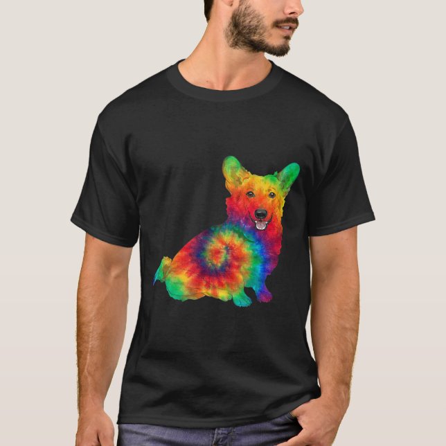 Camiseta Proprietário do Corgi Roupa Psychedelic Art Hippy  (Frente)
