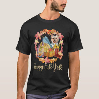 Camiseta Proprietário do Yorkshire Cute Autumn Dog Lover Ha