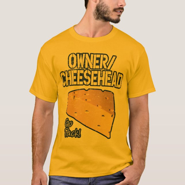 Camiseta Proprietário/t-shirt de Cheesehead (afligido) (Frente)