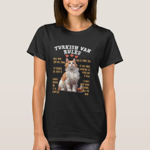 Camiseta Proprietários de Gatos REGRAS DE VAN TURCAS ENGRAÇ