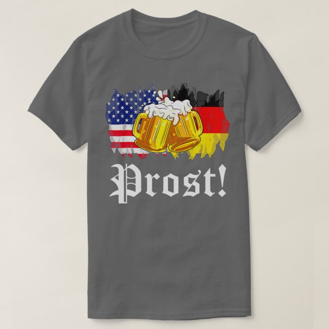 Camiseta Prost Beer German American Flag Oktoberfest Men  (Frente do Design)