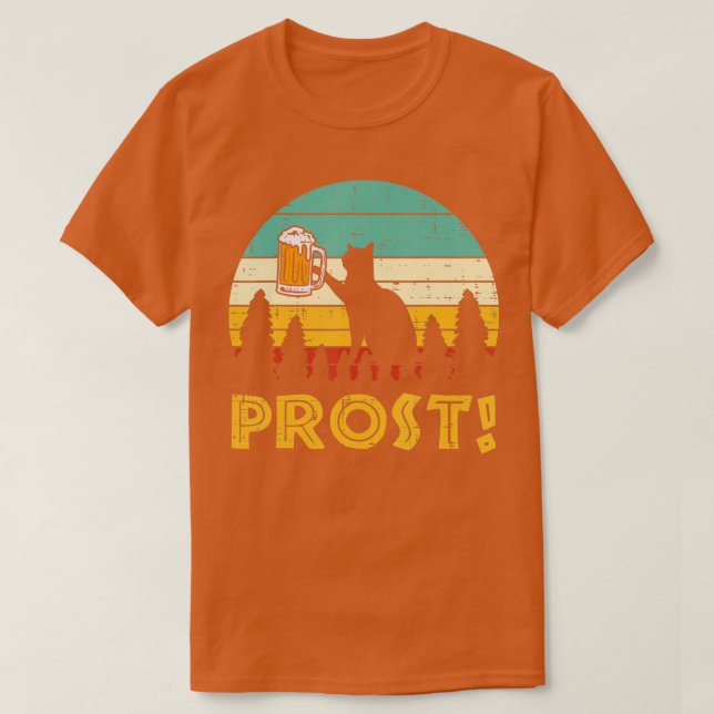 Camiseta Prost Cat Silhout Retro Bavarian Oktoberfest Me (Frente do Design)
