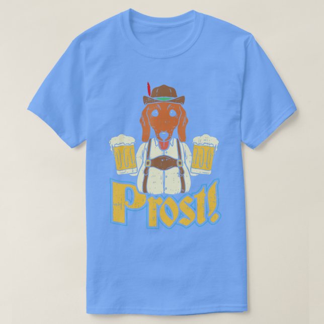 Camiseta Prost Oktoberfest Dachshund Dog Bebendo B (Frente do Design)